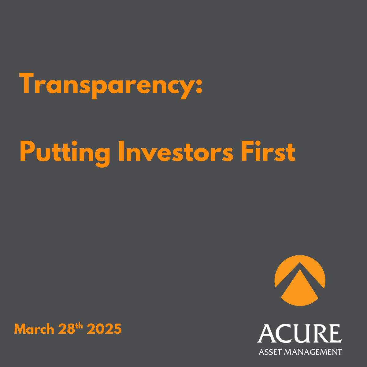 Transparency: Putting Investors First